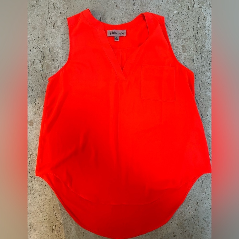 Philosophy Bright Pink/Coral Flowy High/Low Sleeveless Shirt Size Small